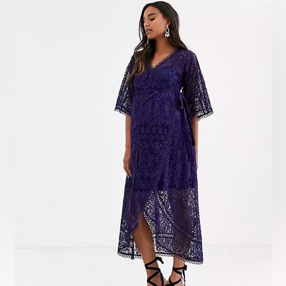 🎉HP🎉 ASOS Maternity lace wrap midi dress - Picture 2 of 5
